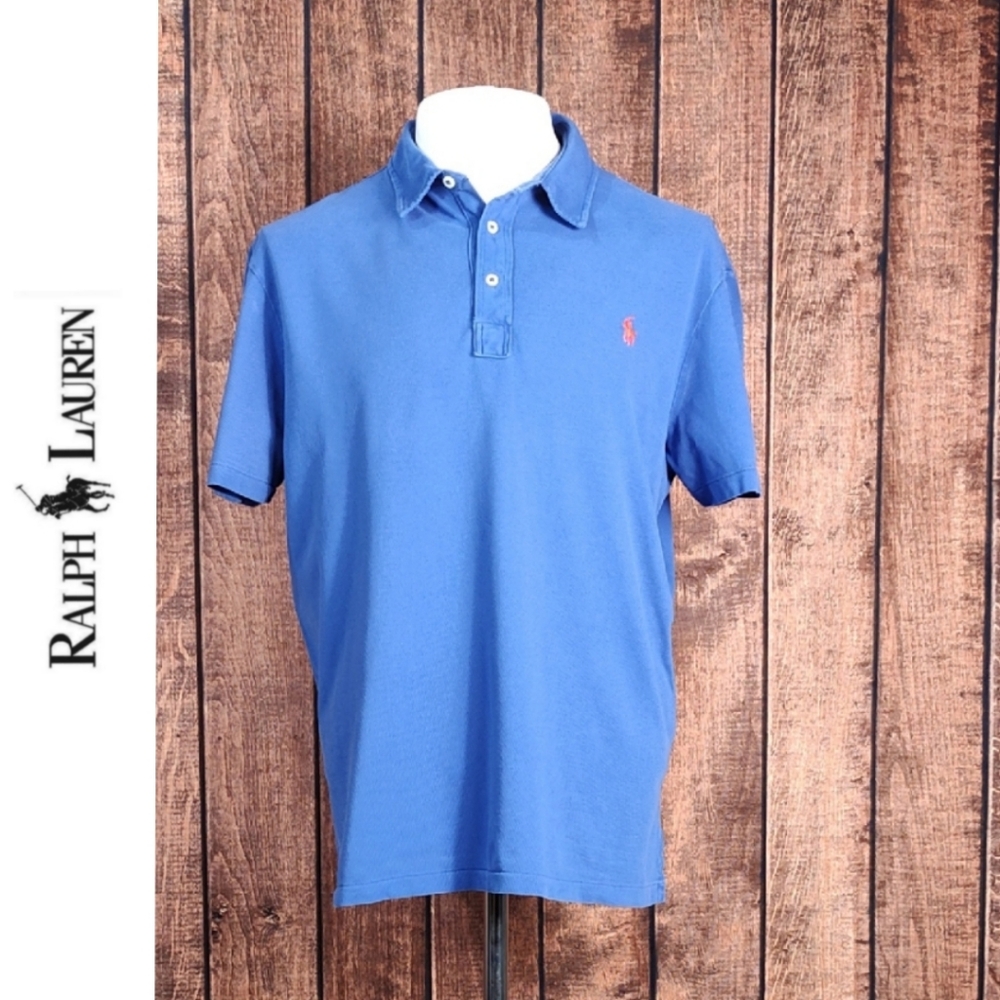 Limited Edition Mens Blue Mesh Three Button Polo Excellent Condition